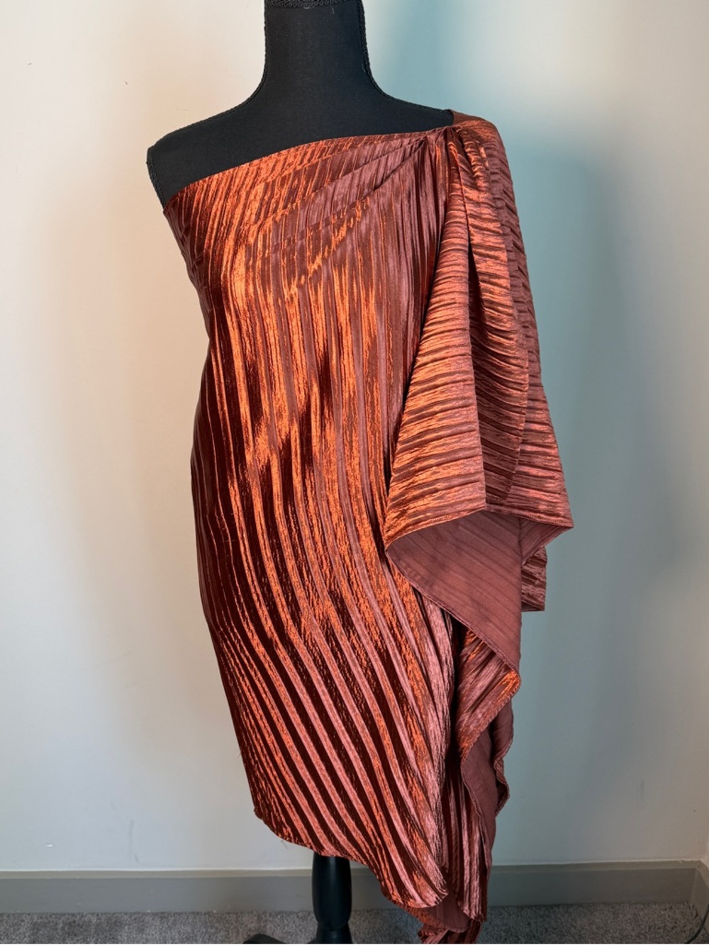 Anthropologie Guapa One-Shoulder Mini Dress | Copper | Size 8 | Asymmetric Hem